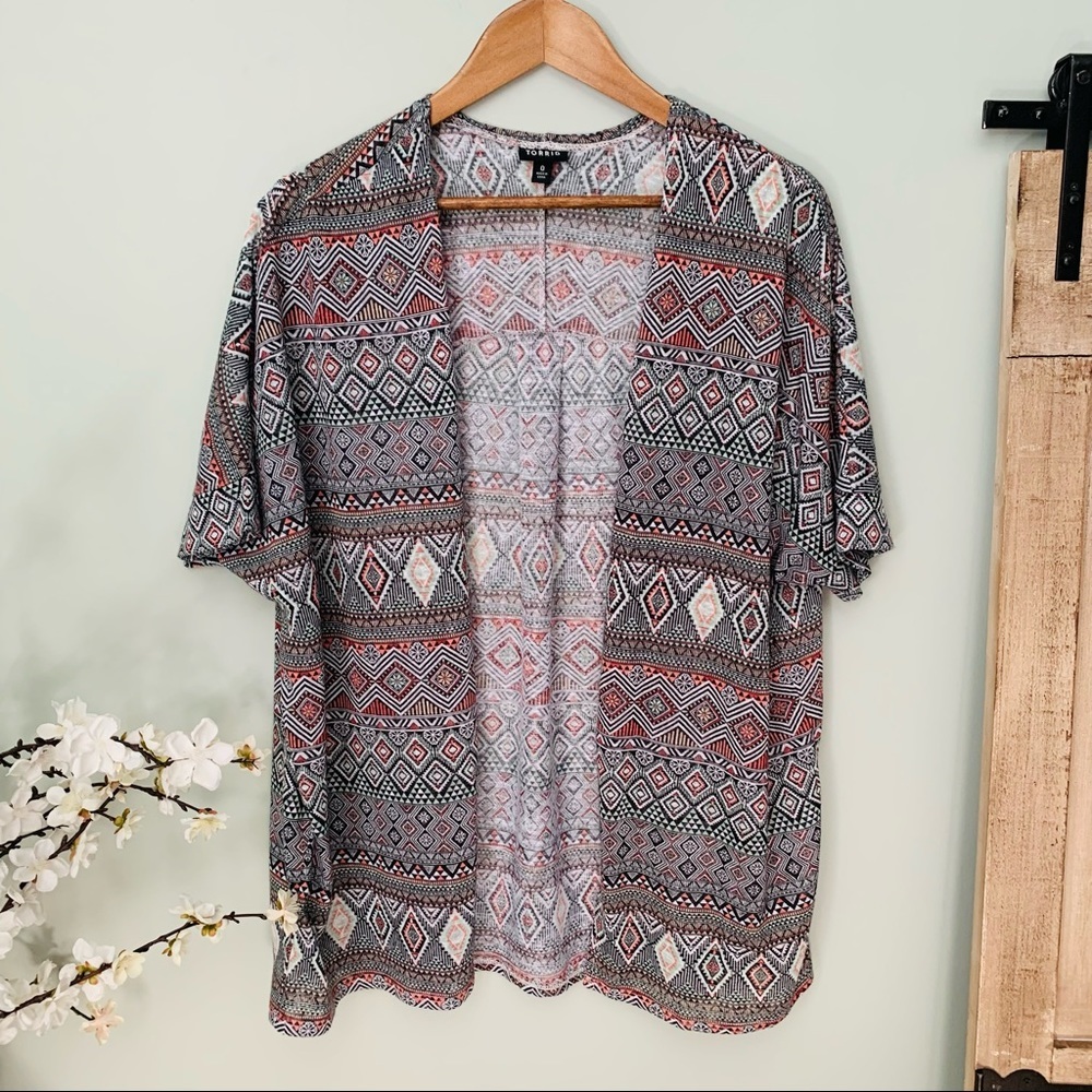 Torrid Geo Print Knit Dolman Cardigan Size 0X - Picture 3 of 4